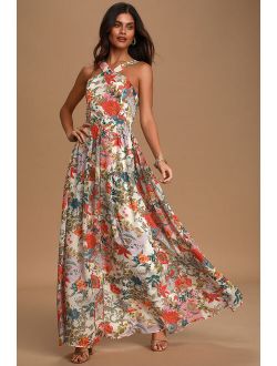 Lilja Cream Floral Print Maxi Dress