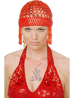 Arsimus Beaded Mesh Gypsy Flapper Cleopatra Boho Cap