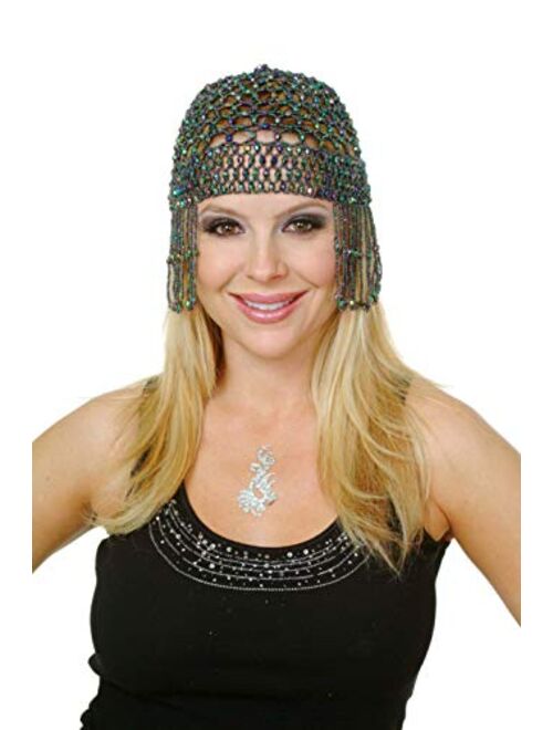 Arsimus Beaded Mesh Gypsy Flapper Cleopatra Boho Cap