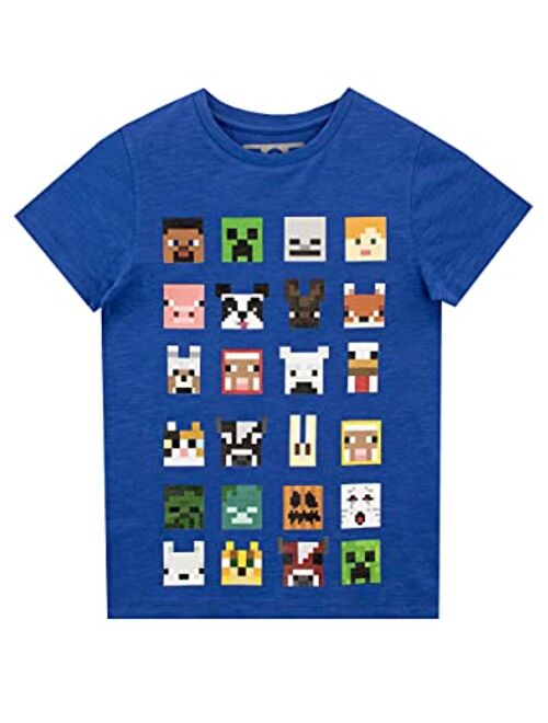 Minecraft T-Shirt Sprites Characters Gamer Gifts Boys Black Short Sleeve Top