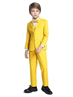 Fersumm Boys Suit 5 Piece Kids Party Tuxedo Blazer Vest and Pants Set with Tie for Boy Formal