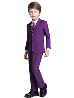 Fersumm Boys Suit 5 Piece Kids Party Tuxedo Blazer Vest and Pants Set with Tie for Boy Formal