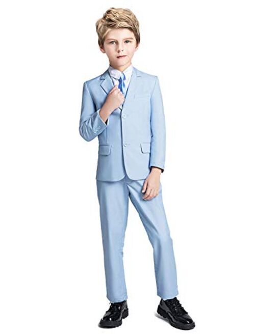 Fersumm Boys Suit 5 Piece Kids Party Tuxedo Blazer Vest and Pants Set with Tie for Boy Formal