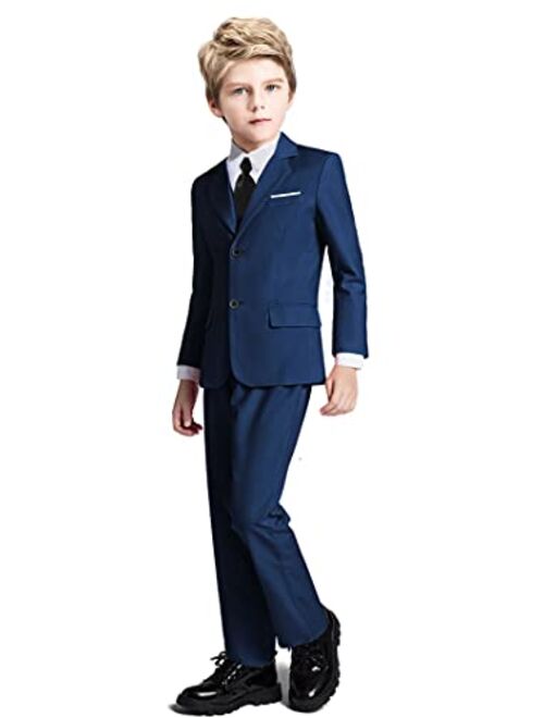 Fersumm Boys Suit 5 Piece Kids Party Tuxedo Blazer Vest and Pants Set with Tie for Boy Formal