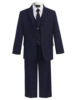 OLIVIA KOO Boys Solid 5-Piece Formal Suit Set with Matching Neck Tie