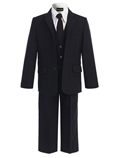 OLIVIA KOO Boys Solid 5-Piece Formal Suit Set with Matching Neck Tie