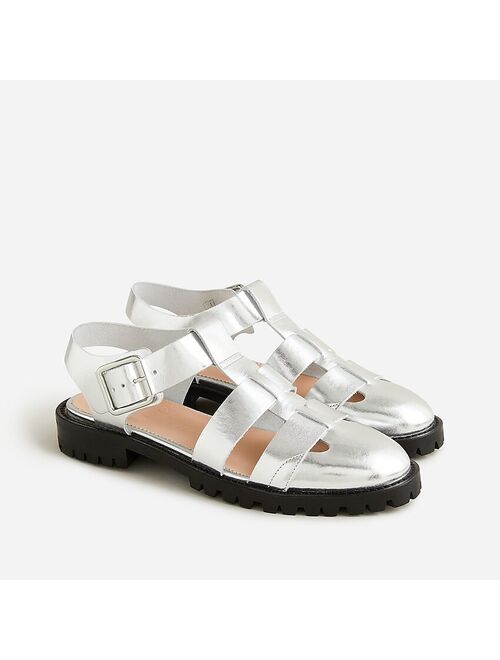 J.Crew Fisherman lug-sole sandals in metallic