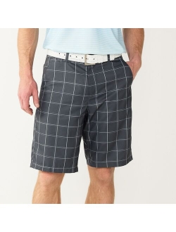 Plaid Flat-Front Golf Shorts