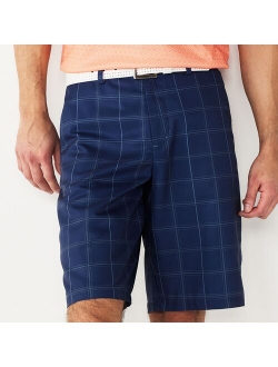 Plaid Flat-Front Golf Shorts