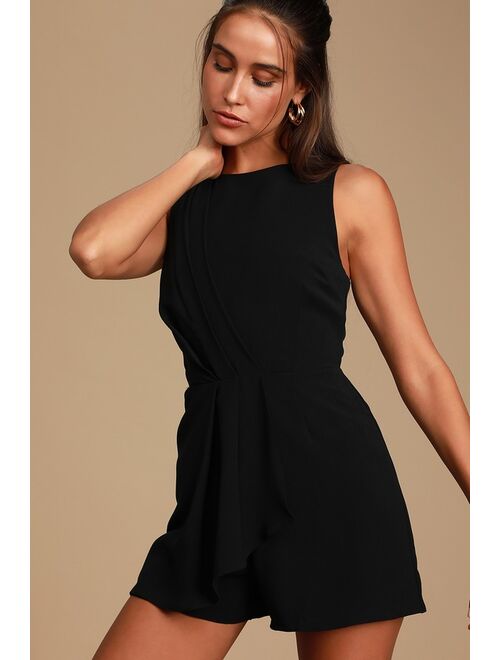 Lulus My Dear Black Pleated Sleeveless Romper