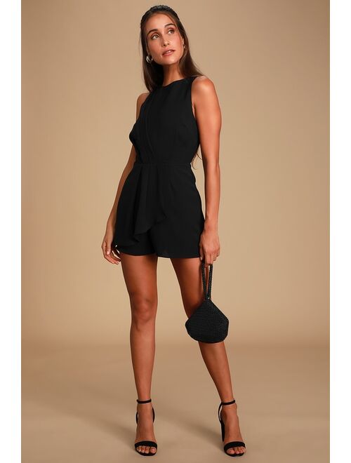 Lulus My Dear Black Pleated Sleeveless Romper