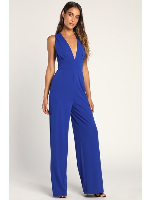 Lulus Signature Style Hot Pink Twist-Back Wide-Leg Jumpsuit