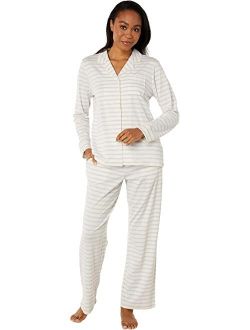 Super Soft Shrink-Free Button Front Pajama Set Stripe