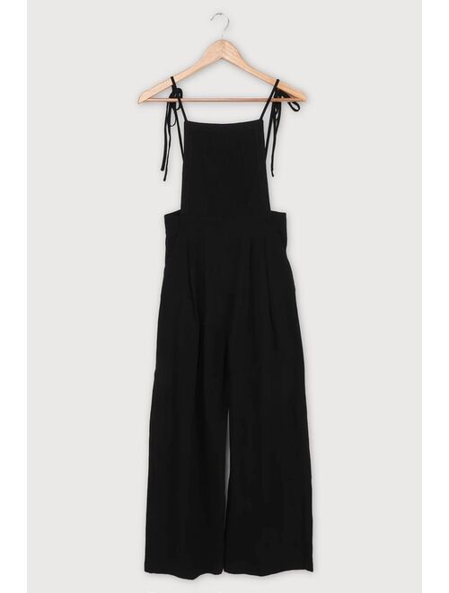 Lulus What a Wonderful Day Black Tie-Strap Overall Jumpsuit