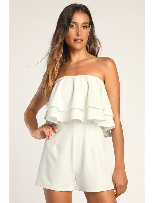 Lulus Ready to Flounce White Tiered Flounce Romper