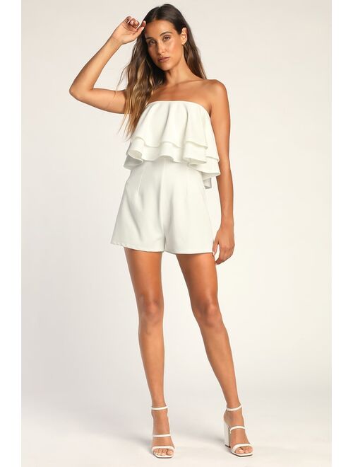 Lulus Ready to Flounce White Tiered Flounce Romper