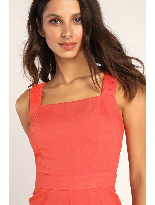 Lulus High Flying Orange Split-Leg Jumpsuit