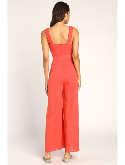 Lulus High Flying Orange Split-Leg Jumpsuit