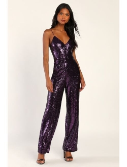 Disco Diva Black Sequin Backless Jumpsuit