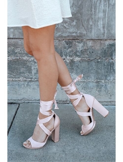 Dorian Blush Suede Lace-Up Platform Heels