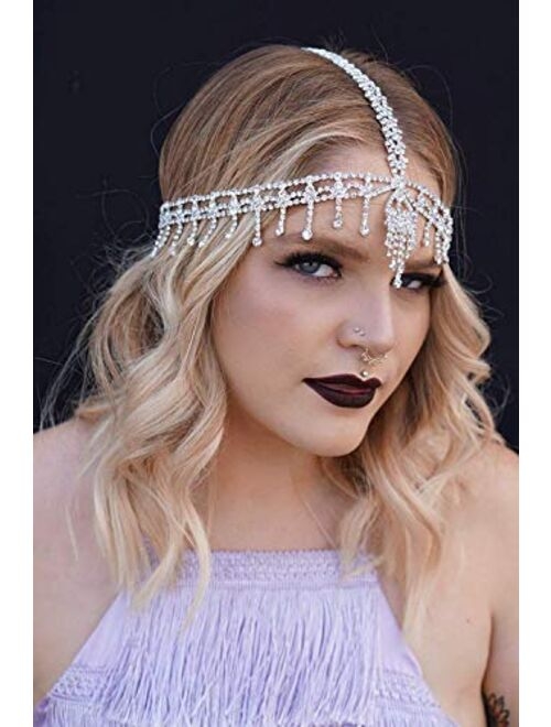 SWEETV 1920s Headband Great Gatsby Headpiece Rhinestone 1920s Headband Flapper Hair Accessories for Costume Party Head Cap