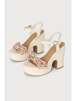 Graciana Ivory Knotted Platform Sandals