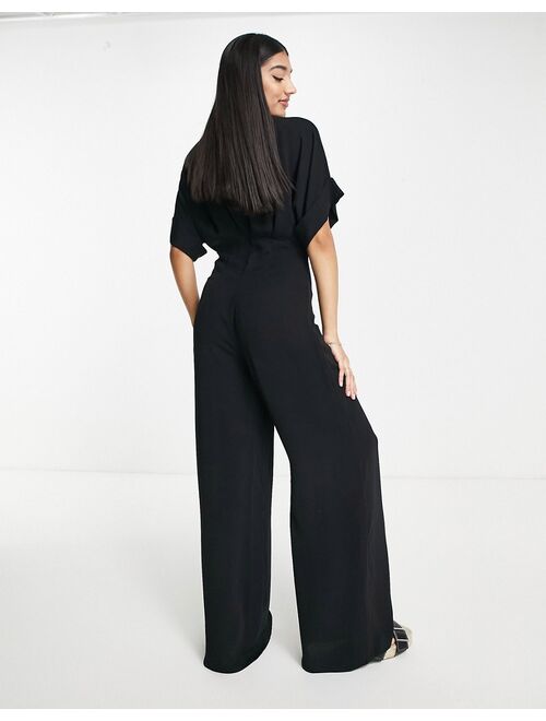 ASOS DESIGN kimono sleeve culotte jumpsuit in black