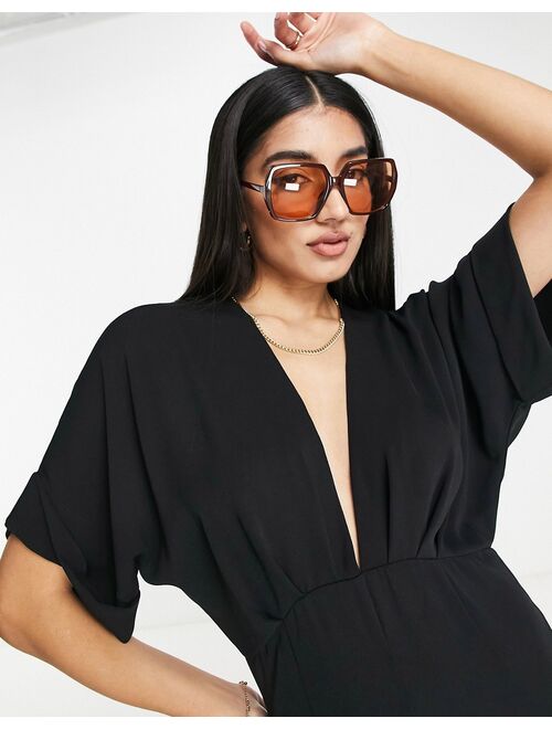 ASOS DESIGN kimono sleeve culotte jumpsuit in black