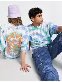 ASOS Daysocial unisex oversized T-shirt with scribble graphic and logo print in tie dye