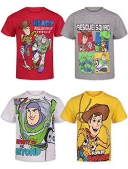 Pixar Toy Story Buzz Lightyear Woody Rex Slinky Dog 4 Pack Graphic T-Shirts