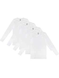 Brix Boys' Long Sleeve Tees - Tagless Crewneck Cotton Soft 4-pk Shirts. 2-20