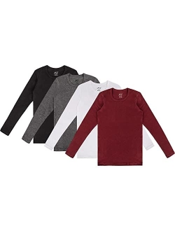 Brix Boys' Long Sleeve Tees - Tagless Crewneck Cotton Soft 4-pk Shirts. 2-20