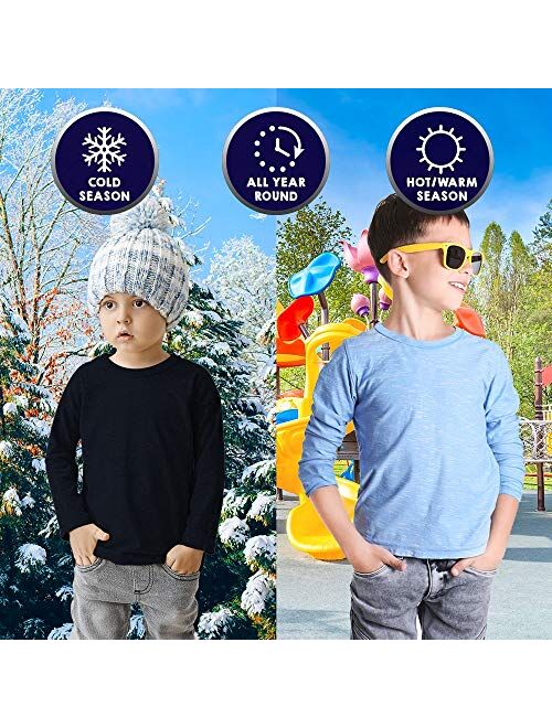 Brix Boys' Long Sleeve Tees - Tagless Crewneck Cotton Soft 4-pk Shirts. 2-20