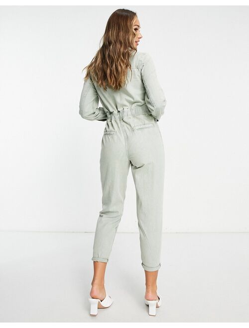 River Island cargo jumpsuit in light green