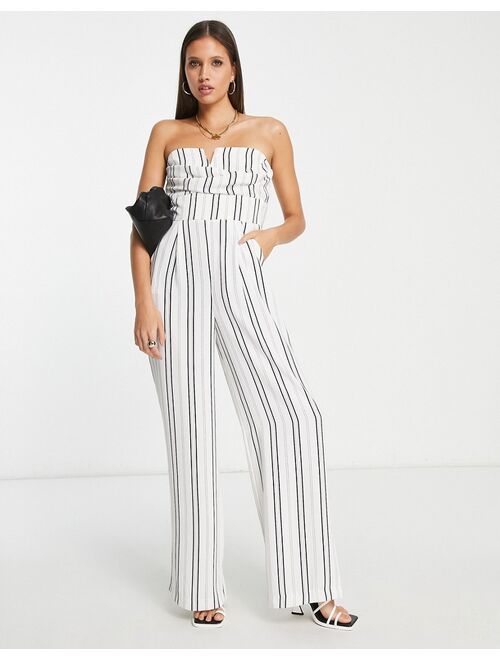 River Island strapless wide leg jumpsuit in ecru