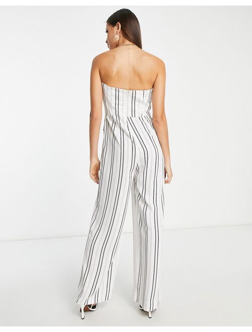 River Island strapless wide leg jumpsuit in ecru