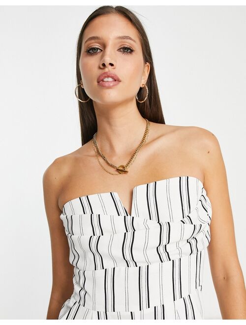 River Island strapless wide leg jumpsuit in ecru