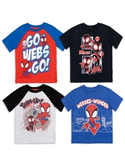 Super Hero Adventures Avengers Spidey and His Amazing Friends 4 Pack Graphic T-Shirts Toddler to Big Kid