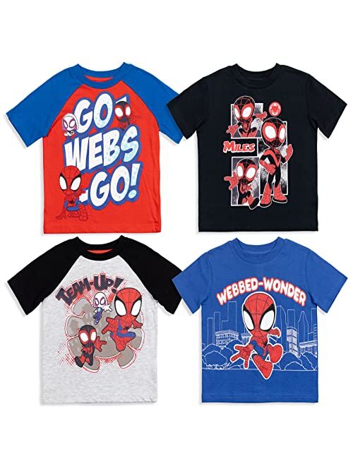 Marvel Super Hero Adventures Avengers Spidey and His Amazing Friends 4 Pack Graphic T-Shirts Toddler to Big Kid