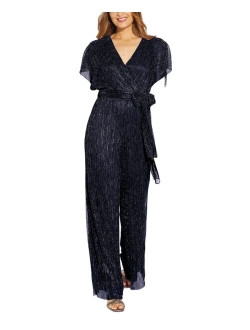 Flutter-Sleeved Surplice Jumpsuit