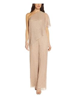 Metallic Draped One-Shoulder Jumpsuit