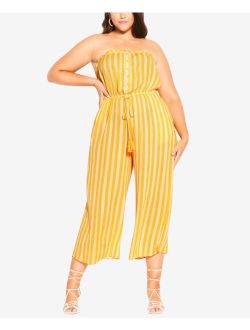 Trendy Plus Size Bold Stripe Strapless Jumpsuit