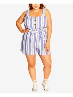 Trendy Plus Size Youth Stripe Romper