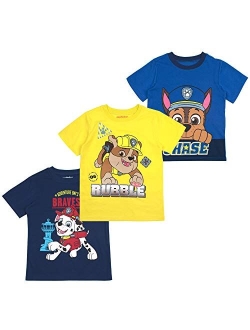 Paw Patrol Boys' Nickelodeon T-Shirt Pack for Toddlers, 4-7 (Pack of 3)