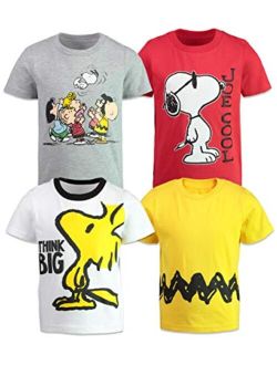 Peanuts Boys 4 Pack T-Shirts - Snoopy, Charlie Brown & Woodstock