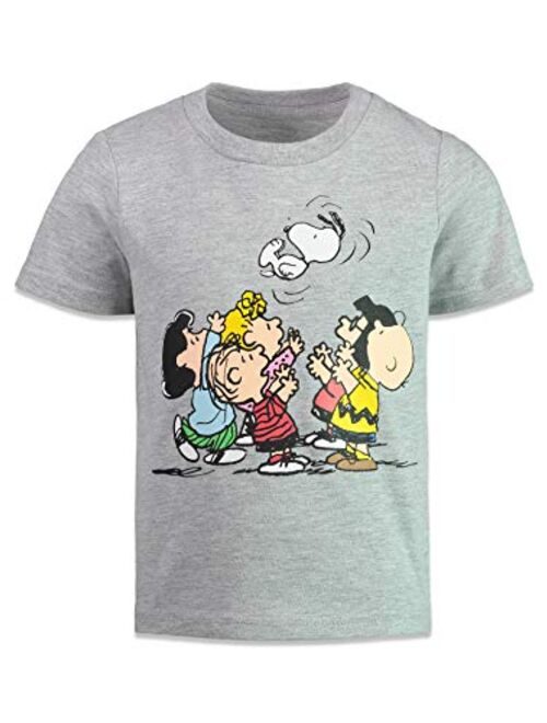 Peanuts Boys 4 Pack T-Shirts - Snoopy, Charlie Brown & Woodstock