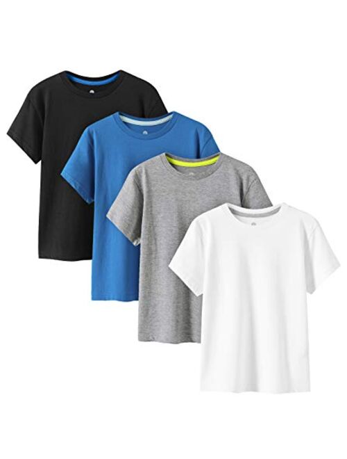 LAPASA Kids T-Shirts Pure Cotton 4-Pack, Short Sleeve White Tees Boy & Girl, 100% Non-Allergenic Cotton Crew Neck Unisex K01