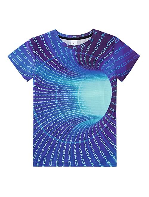 uideazone Boys Girls 3D Graphic Printed T-Shirt Crewneck Short Sleeve Tees 6-14 Years