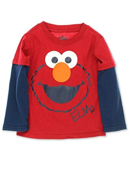 Sesame Street Characters Boys Layered Long Sleeve Graphic Tee Shirt