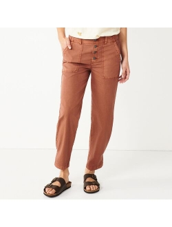 Convertible Tapered-Leg High-Waisted Utility Pants